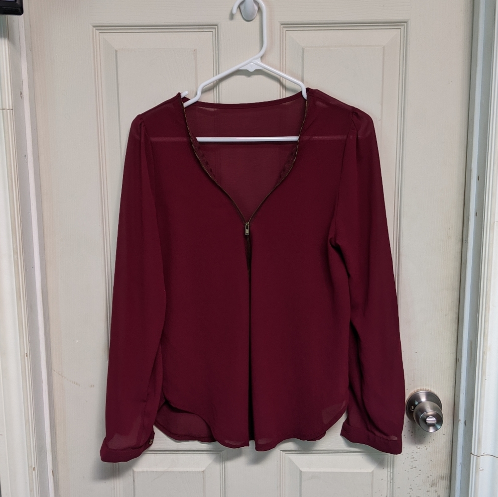Chiffon zipper top
